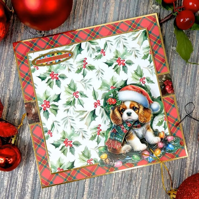 Hunkydory Christmas Pomeranian & Cavalier King Charles Decoupage Topper Sheet