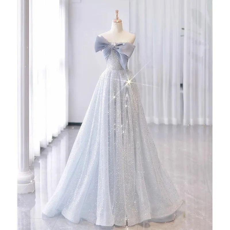 IKEARLAX  Evening Dress  Style Blue Dress for Women  New High-End Affordable Luxury Niche Host High Sense Art Exam Adult Gift