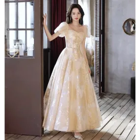 IKERRLAX Evening Dress Women's High-Grade High-End Affordable Luxury Niche Super Fairy Light Yarn Champagne Gauze Dress Vocal Music Art Test High-End