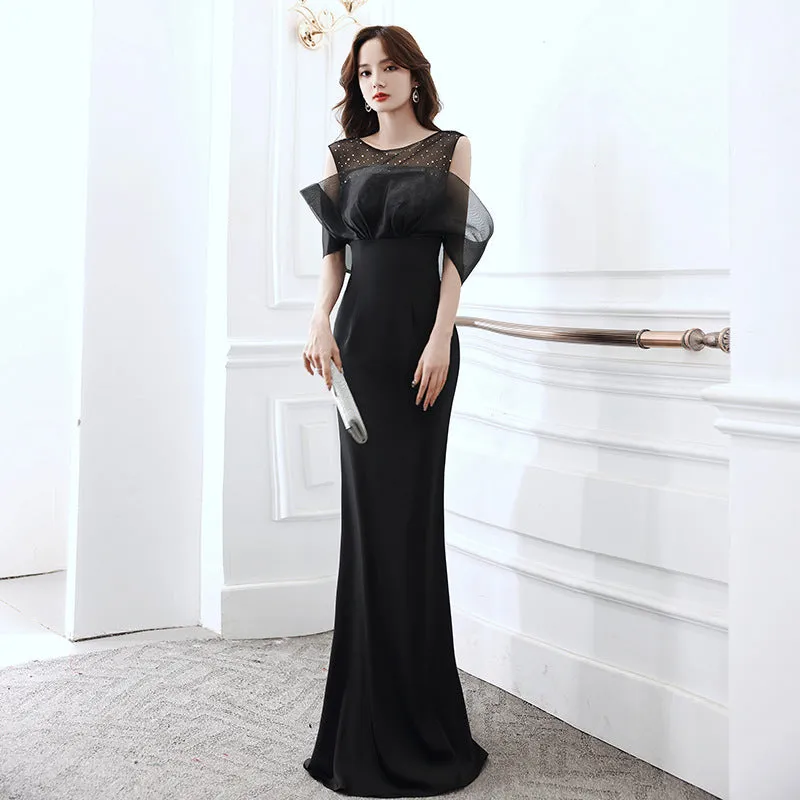 IKERRLAX White Evening Dress High-End Affordable Luxury Niche Annual Meeting Host Banquet Temperament Socialite Adult Ceremony Fishtail Dress