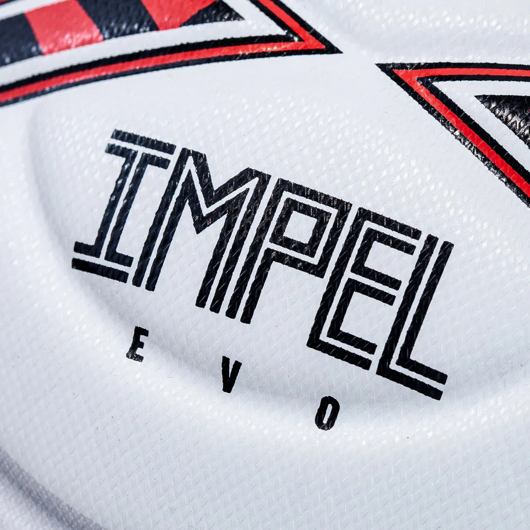 Impel Evo 24 Au Soccer Ball-White/Black/Bib Red