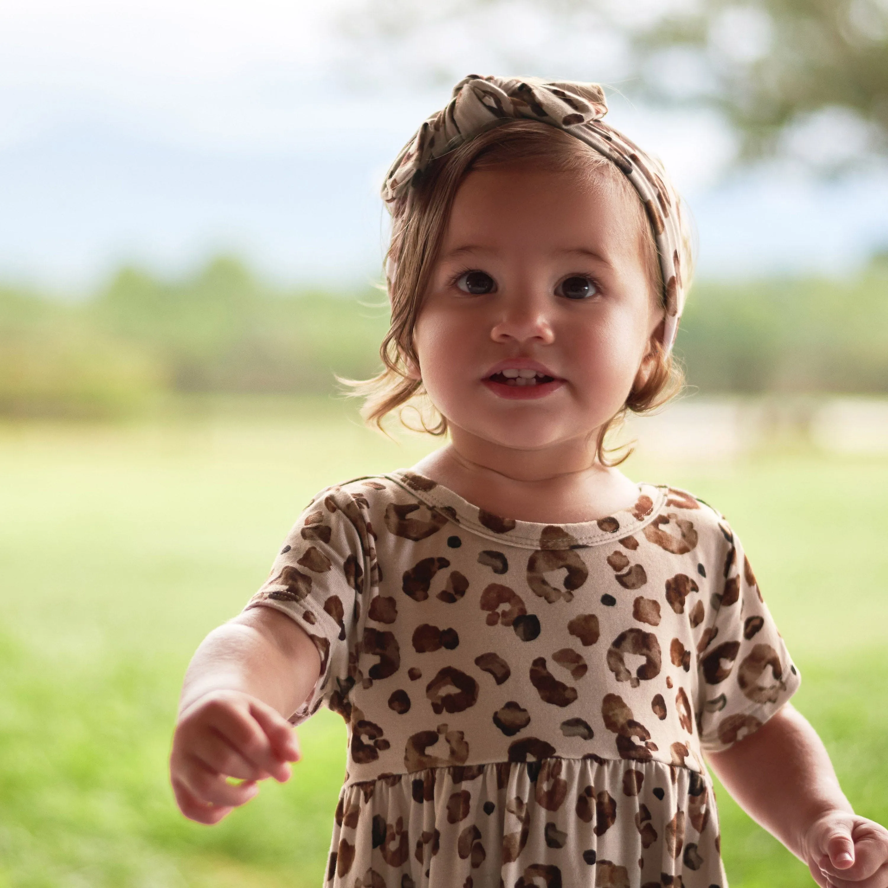 Infant & Toddler Girls Spotted Leopard Buttery Soft Viscose Made from Eucalyptus Twirl Dress