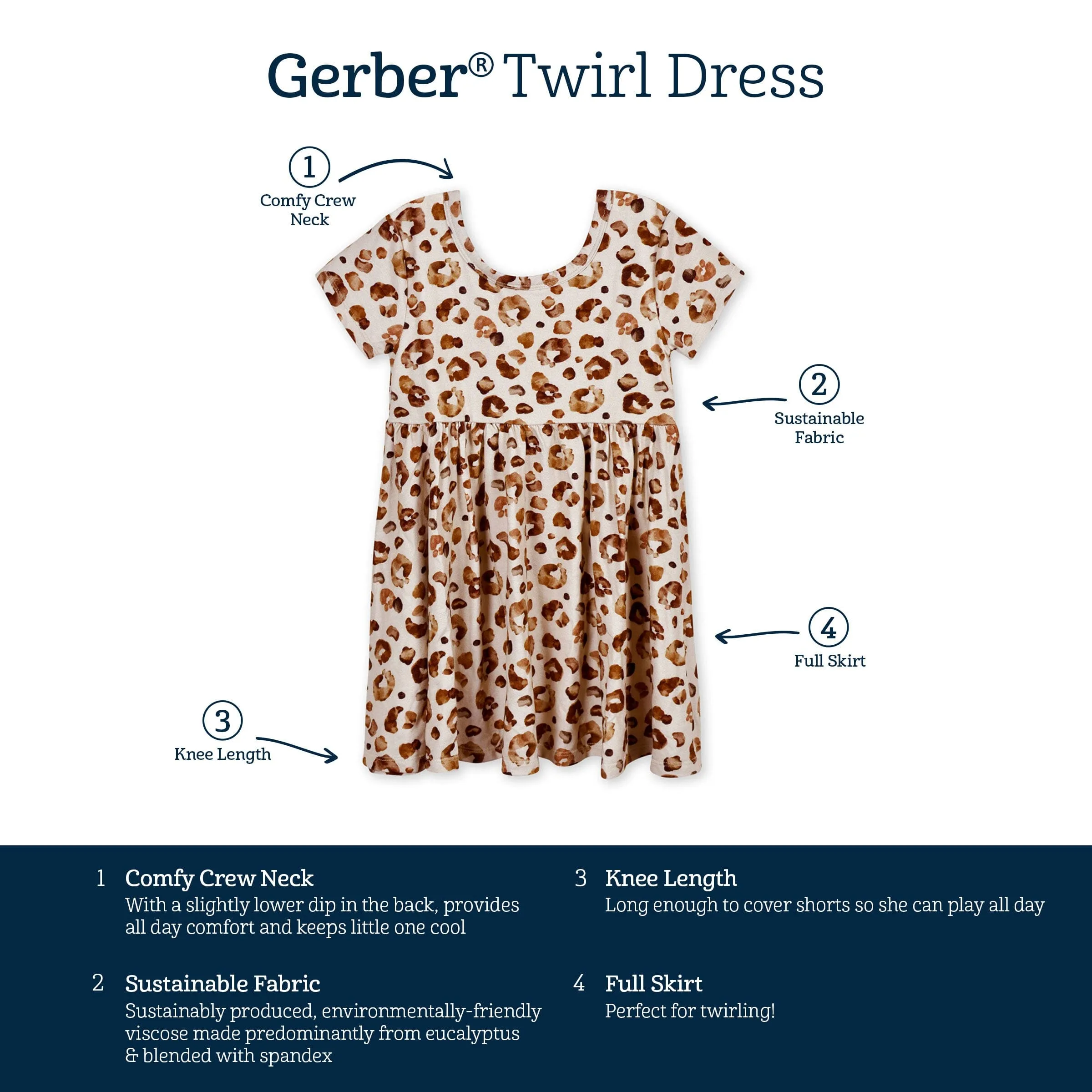 Infant & Toddler Girls Spotted Leopard Buttery Soft Viscose Made from Eucalyptus Twirl Dress