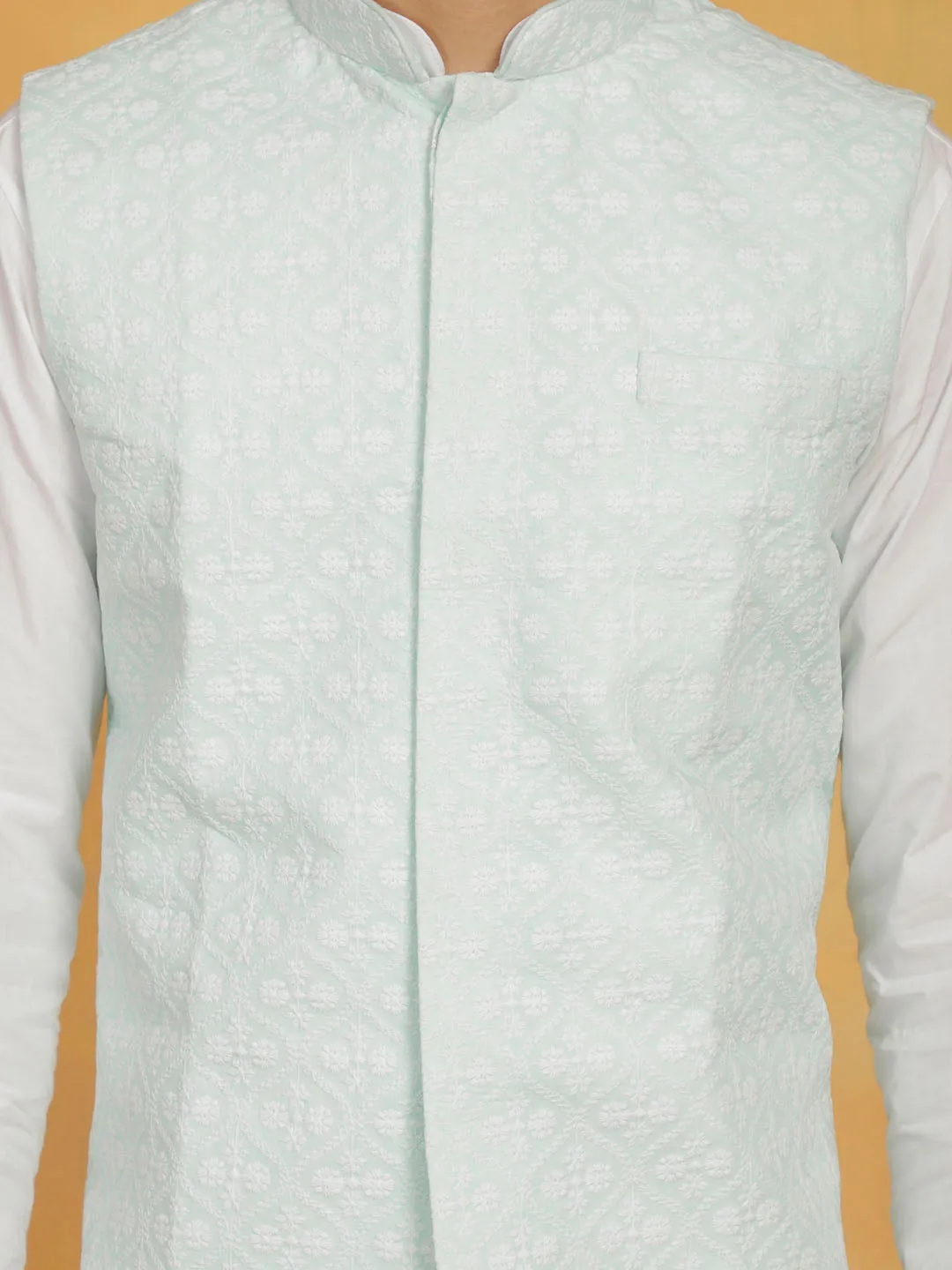 Jashvi Men's Green Cotton Nehru Jacket