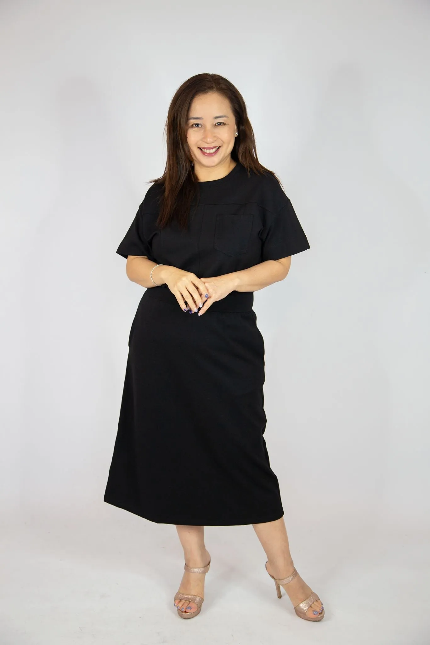 Jersey Elastic Midi Dress