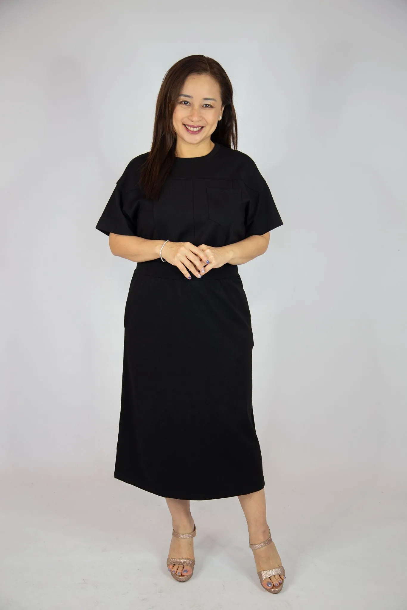 Jersey Elastic Midi Dress