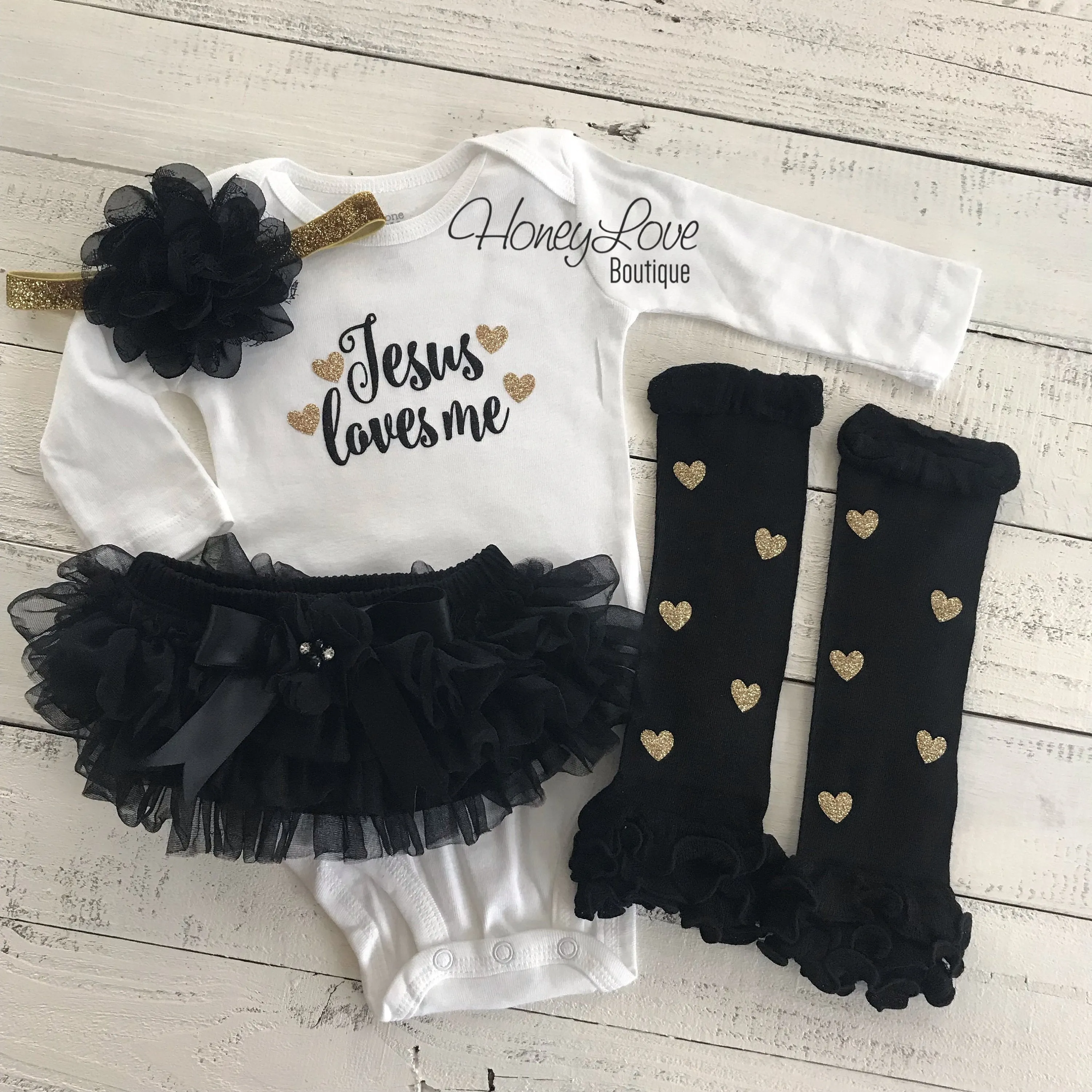 Jesus loves me Outfit Set - embellished tutu skirt bloomers