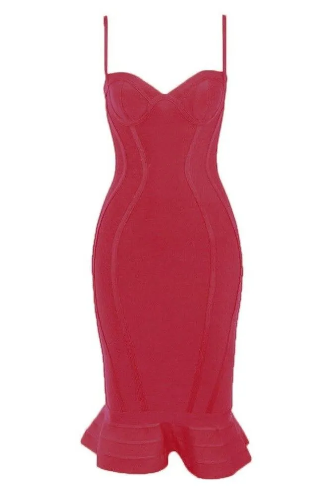 Joy Bandage Midi Dress - Red Wine