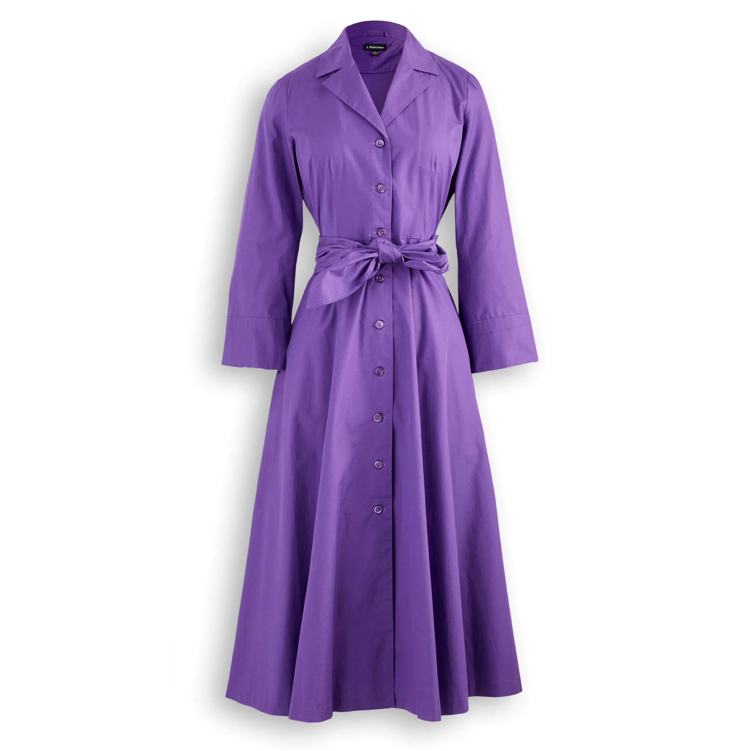 J.Peterman Women's Classic Fit Long Sleeve Button Front Vintage 1947 Style Belted Dress