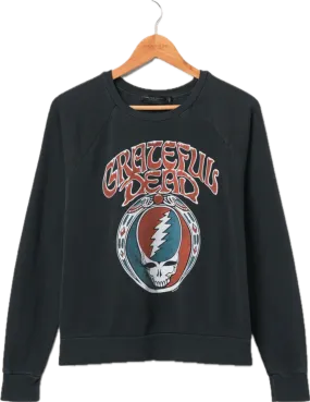 JUNK FOOD CLOTHING WOMEN'S GRATEFUL DEAD SKULL VINTAGE RAGLAN PULLOVER