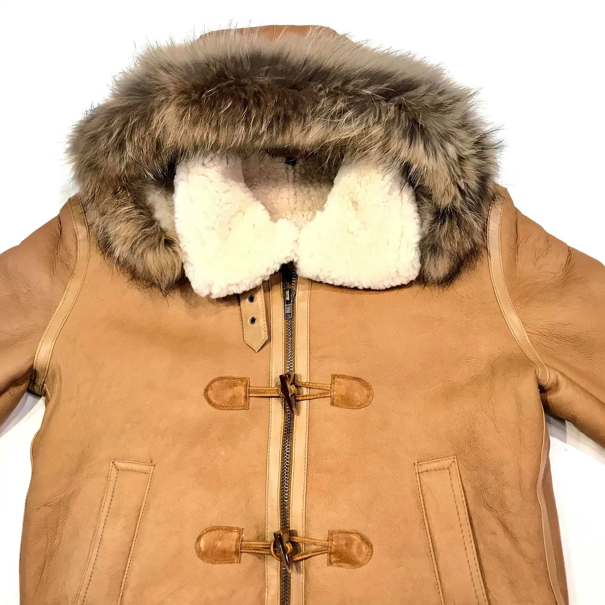 Kashani Peach Duffel Aviator Shearling Jacket