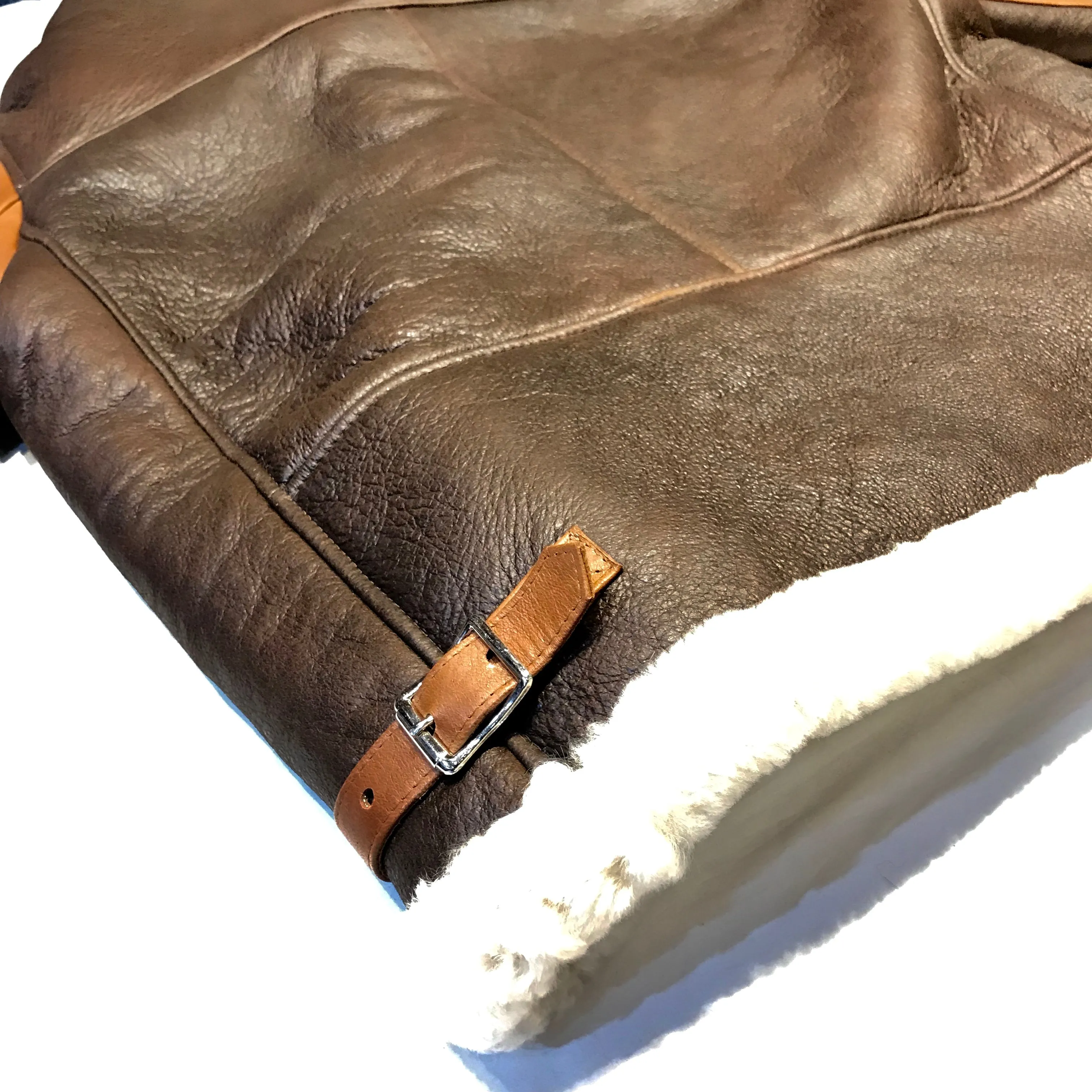 Kashani Two Tone Brown Aviator Shearling Jacket