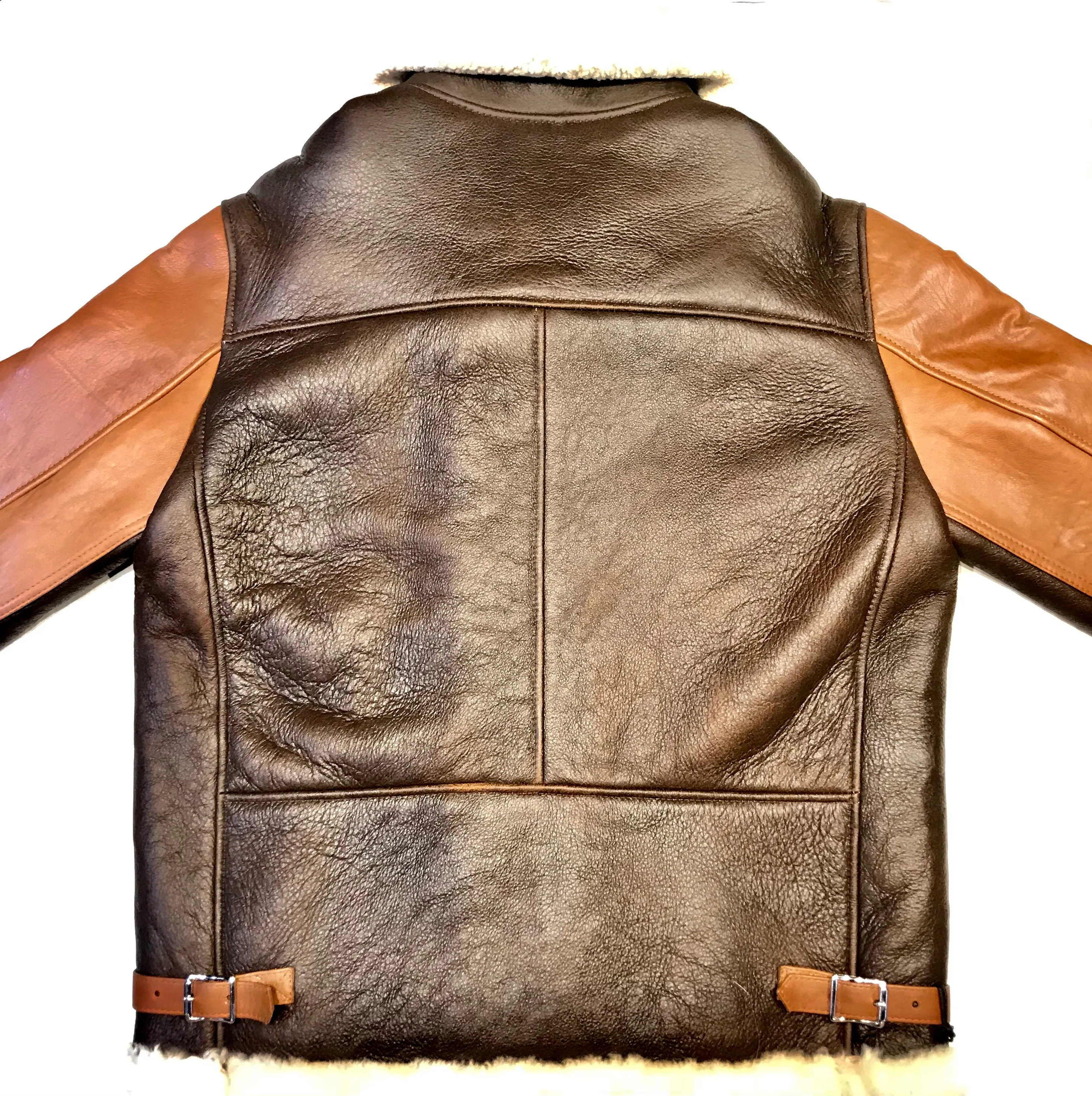 Kashani Two Tone Brown Aviator Shearling Jacket