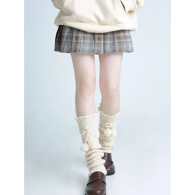 Kawaii pompon winter leg warmers