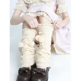 Kawaii pompon winter leg warmers