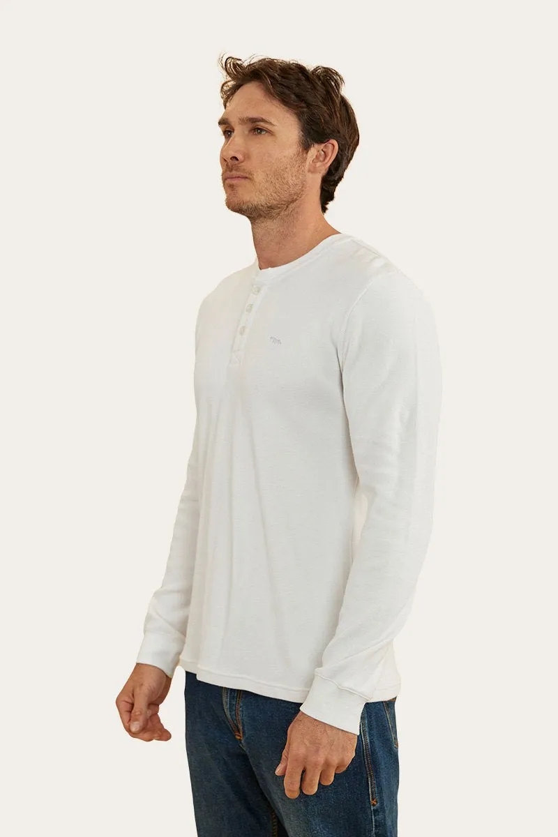 Keith Mens Henley Long Sleeve T-Shirt - White