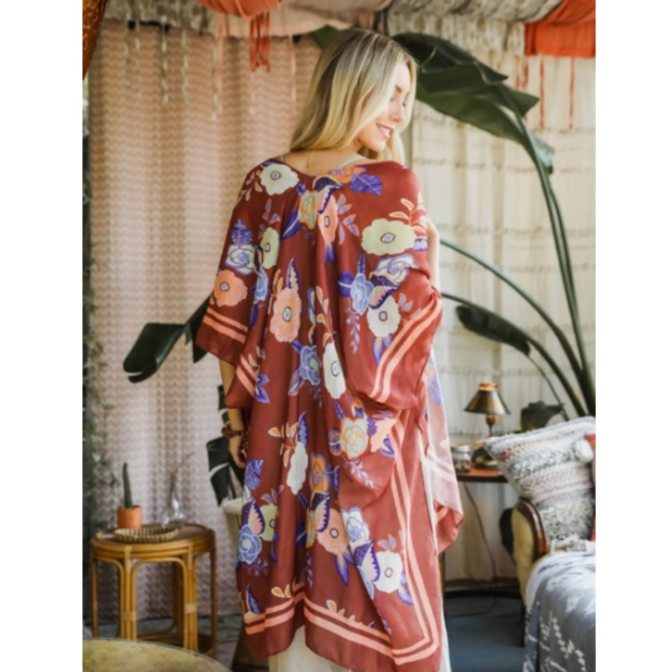 Kimono Wallflower Bloom  with Tassels