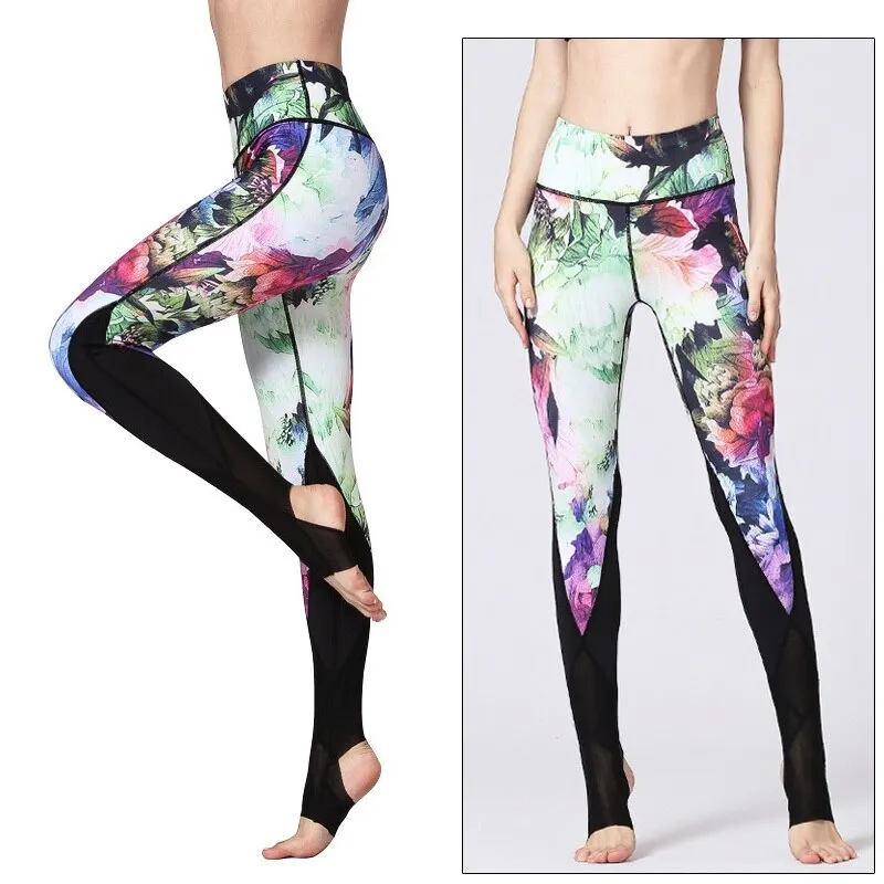 KittenAlarm - Mojoyce Cloud Hide Yoga Pants Women Flower High Waist Sports Leggings Long Tights Push Up Trainer Running Trousers Workout Tummy Control