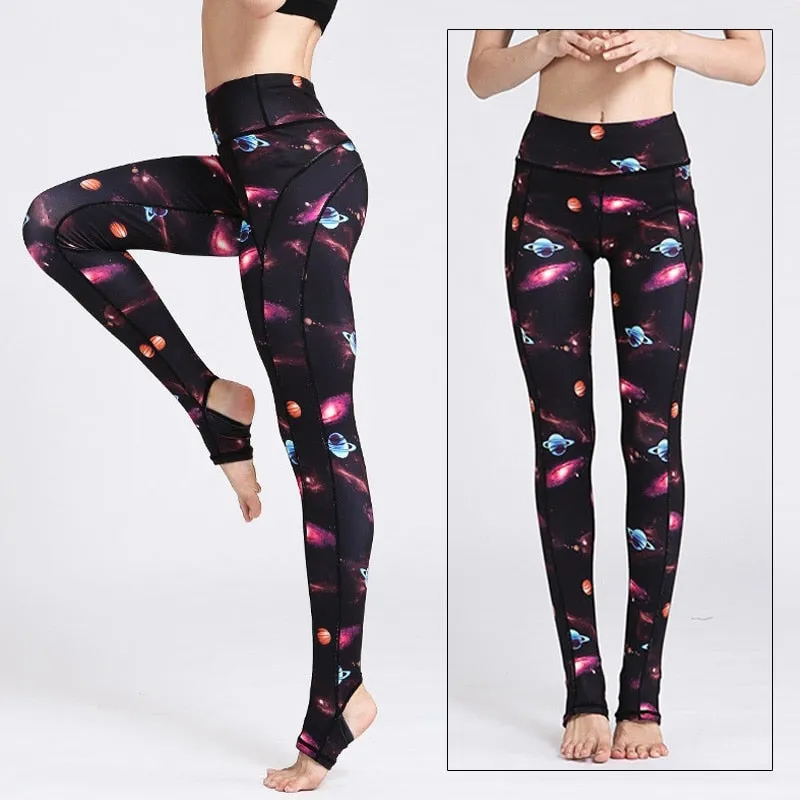 KittenAlarm - Mojoyce Cloud Hide Yoga Pants Women Flower High Waist Sports Leggings Long Tights Push Up Trainer Running Trousers Workout Tummy Control