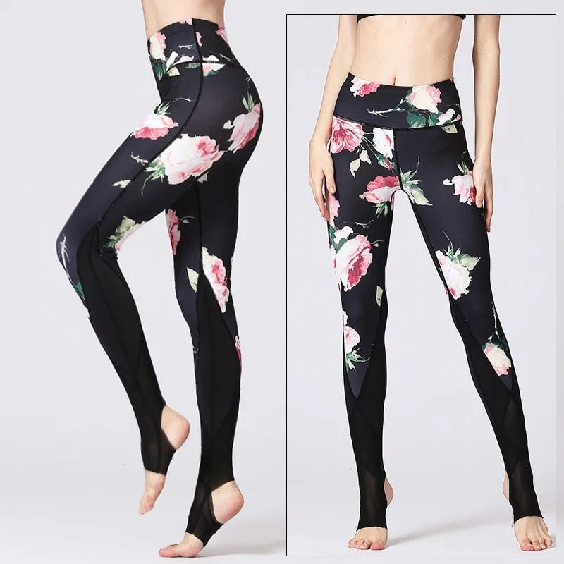 KittenAlarm - Mojoyce Cloud Hide Yoga Pants Women Flower High Waist Sports Leggings Long Tights Push Up Trainer Running Trousers Workout Tummy Control