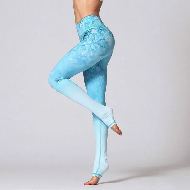 KittenAlarm - Mojoyce Cloud Hide Yoga Pants Women Flower High Waist Sports Leggings Long Tights Push Up Trainer Running Trousers Workout Tummy Control