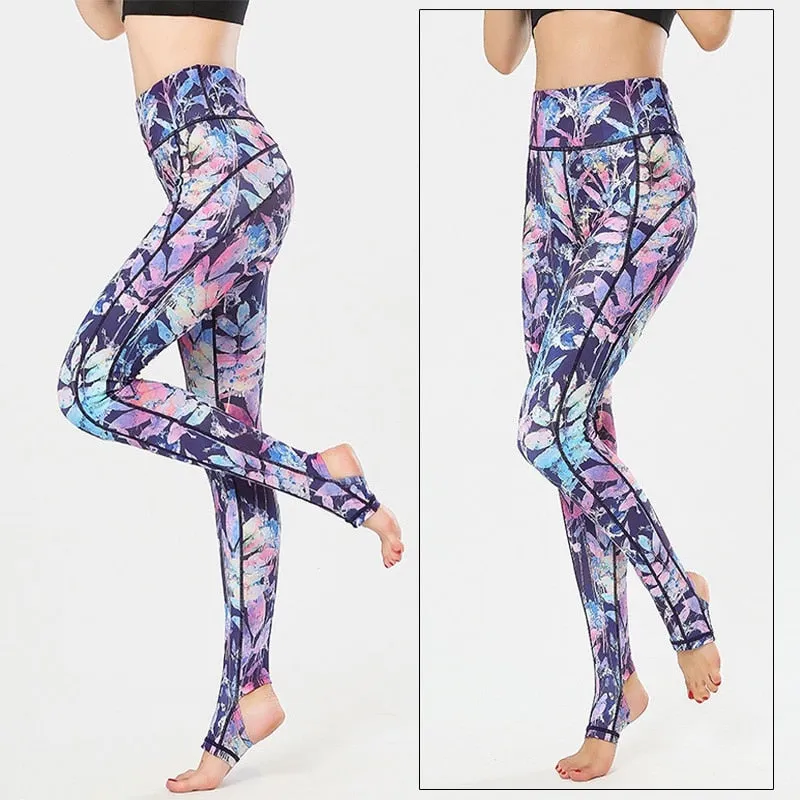 KittenAlarm - Mojoyce Cloud Hide Yoga Pants Women Flower High Waist Sports Leggings Long Tights Push Up Trainer Running Trousers Workout Tummy Control