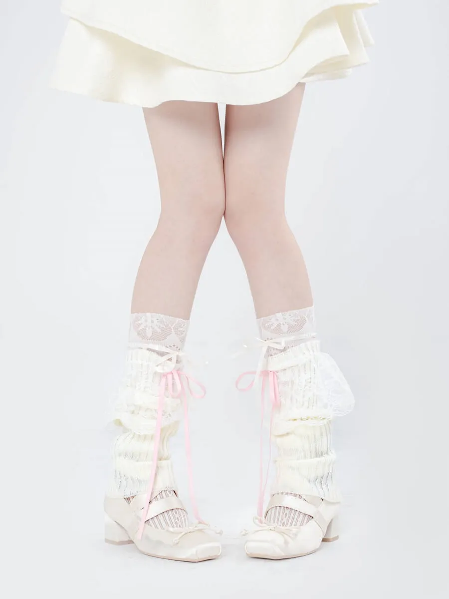 Lace doll ribbon leg warmers