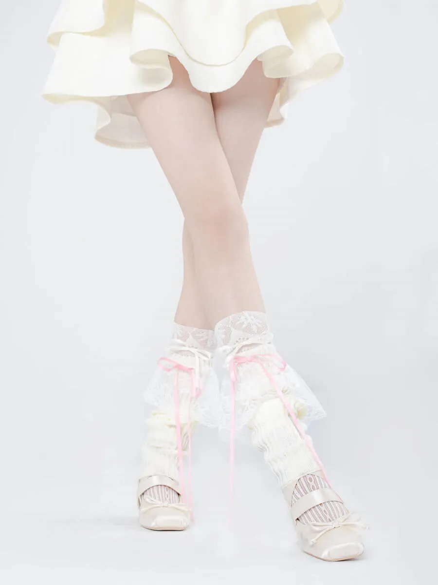 Lace doll ribbon leg warmers