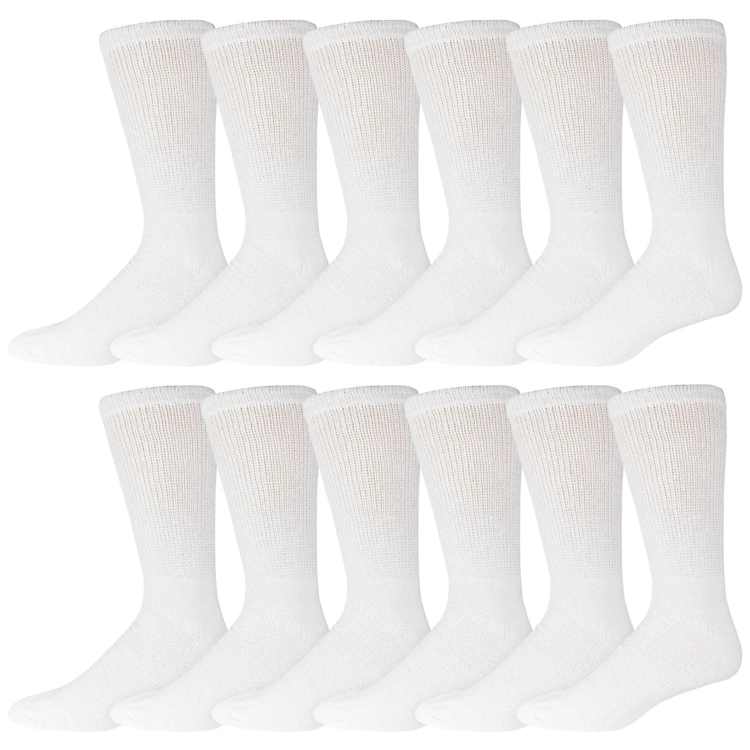 Ladies Diabetic Neuropathy Extra Stretchy Cotton Crew Socks, Women's Shoe Size 6-11