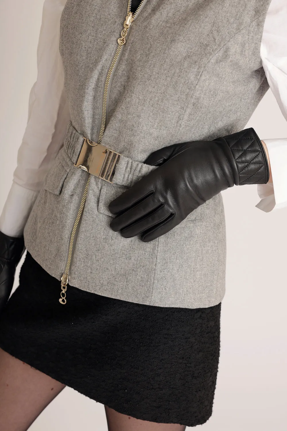 Ladies Waterproof Leather Gloves - Black