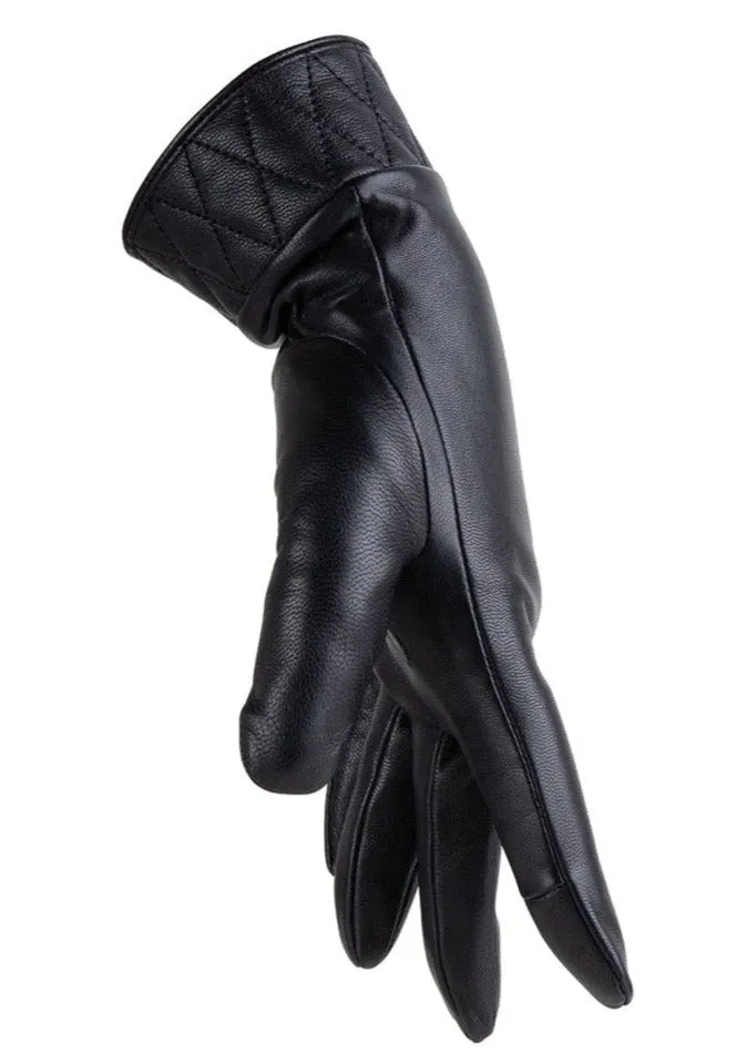 Ladies Waterproof Leather Gloves - Black