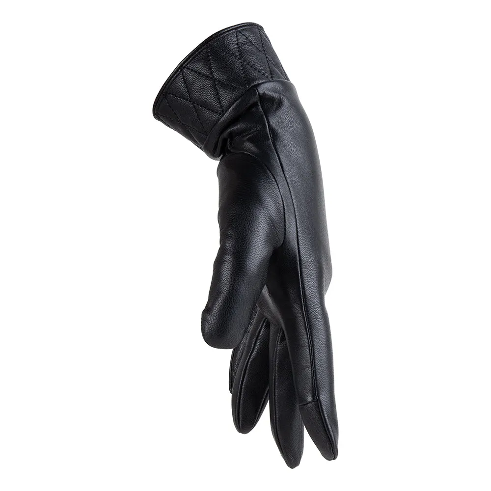 Ladies Waterproof Leather Gloves - Black