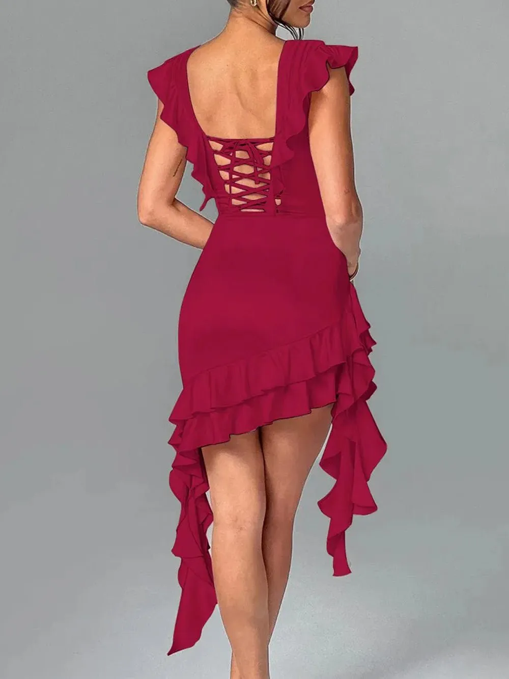 Lara Backless Bodycon Ruffle Mini Dress