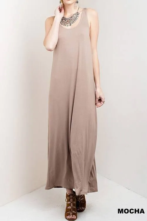 Last Chance! Maxi Dress Woven Back Mocha