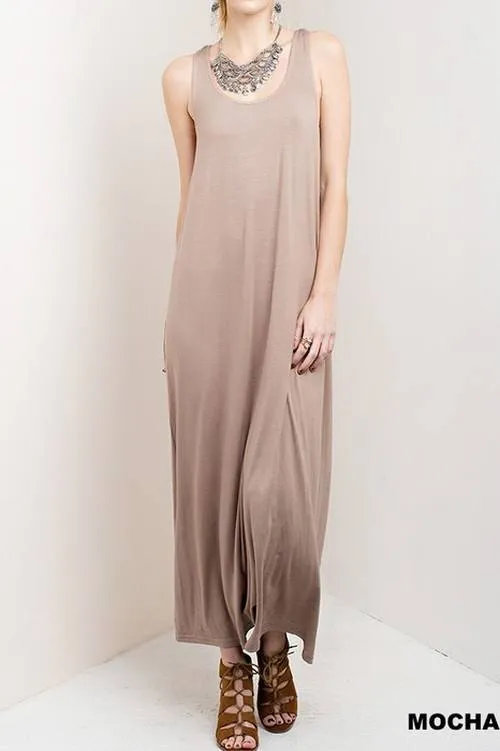 Last Chance! Maxi Dress Woven Back Mocha