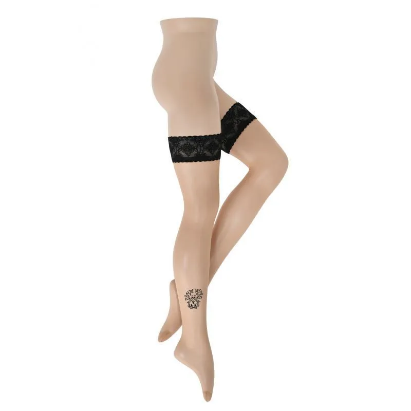 Le Bourget Couture Bas Top Blason Hold Ups With Lace Velvet tops & ankle pattern