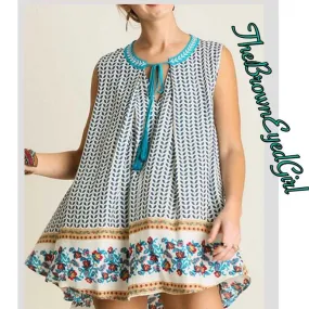 Lexi mixed print Flare Bottom Swing Tunic