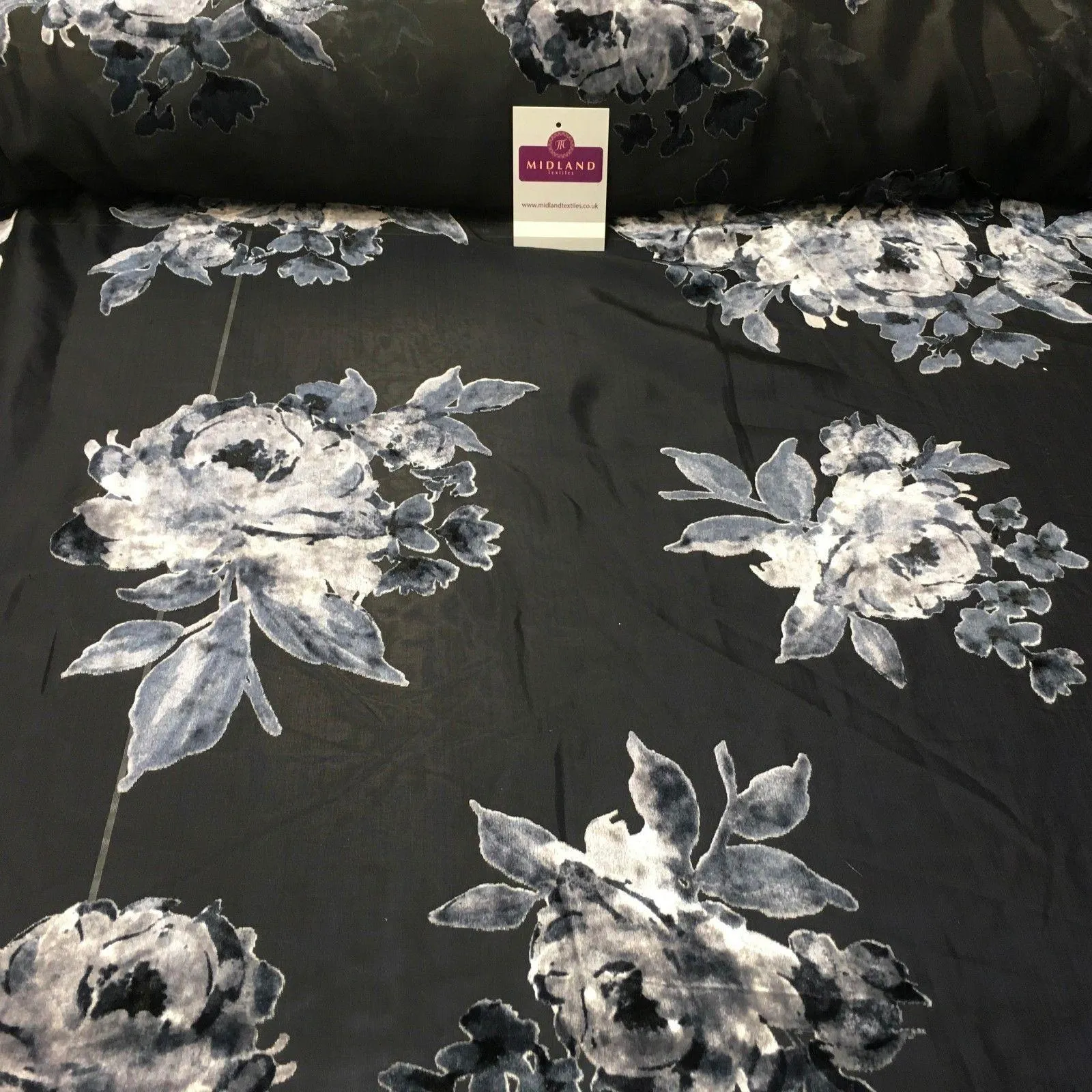 Lightweight Floral Velvet chiffon burnout Devore dress Fabric 50" Wide M999