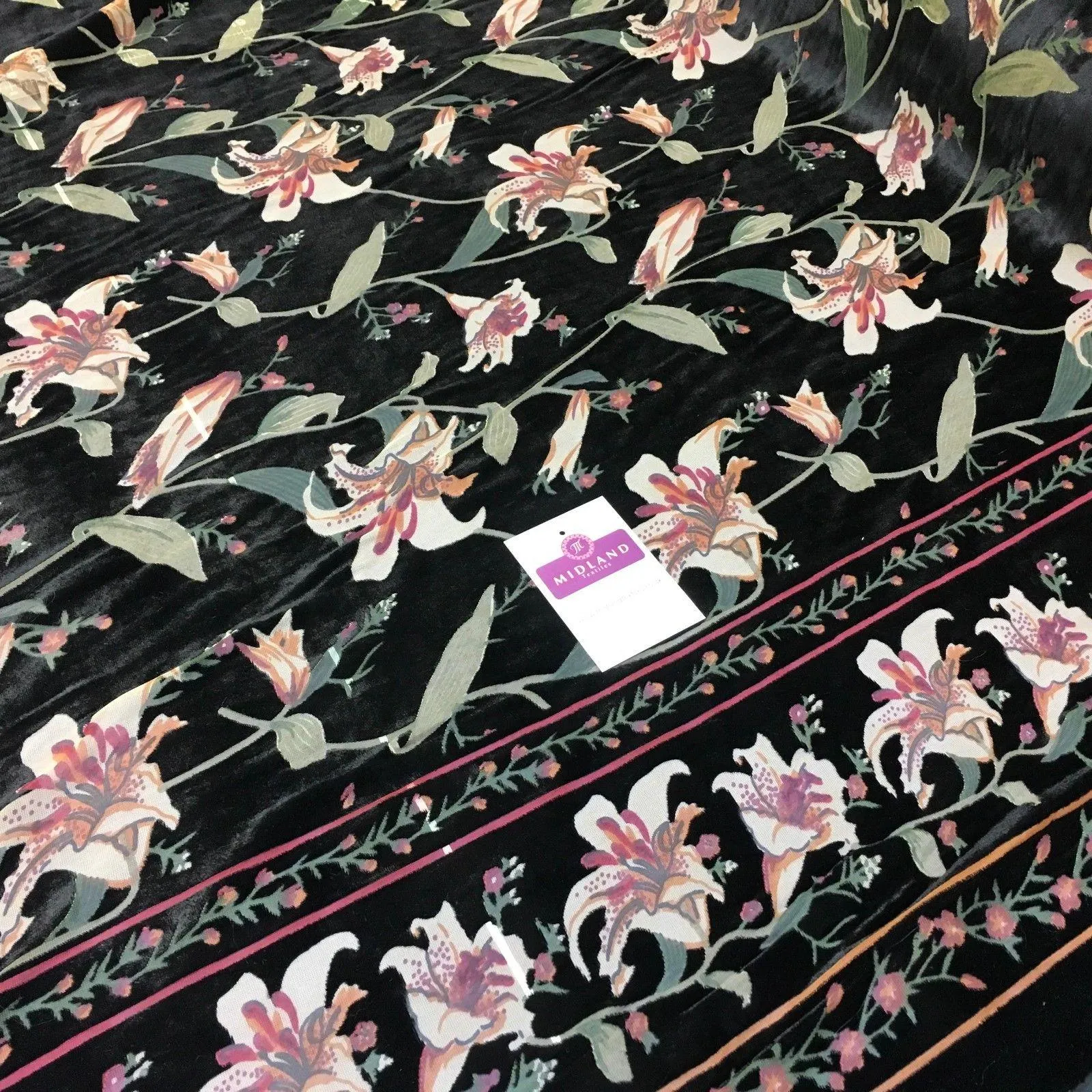 Lightweight Floral Velvet chiffon burnout Devore dress Fabric 50" Wide M999