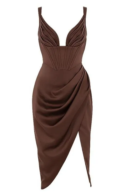 Maddi Bodycon Dress - Tan Brown