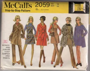 McCalls 2059 Vintage 1960's Sewing Pattern Ladies Jumper Dress Coat Pants