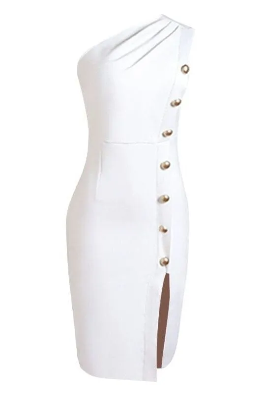 Mel Bodycon Midi Dress - Pearl White