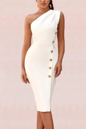 Mel Bodycon Midi Dress - Pearl White