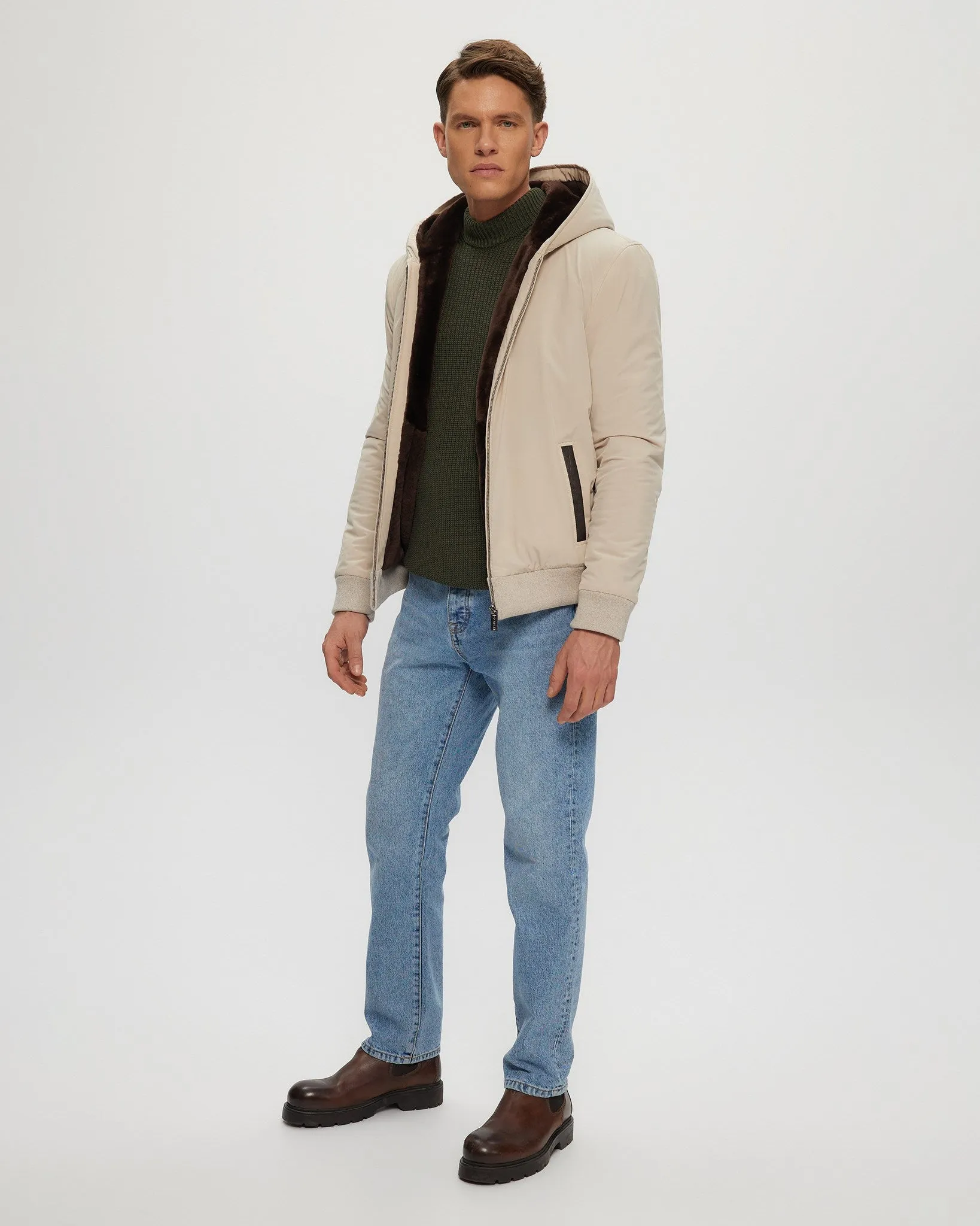 Men's Shearling Lined Bomber Jacket