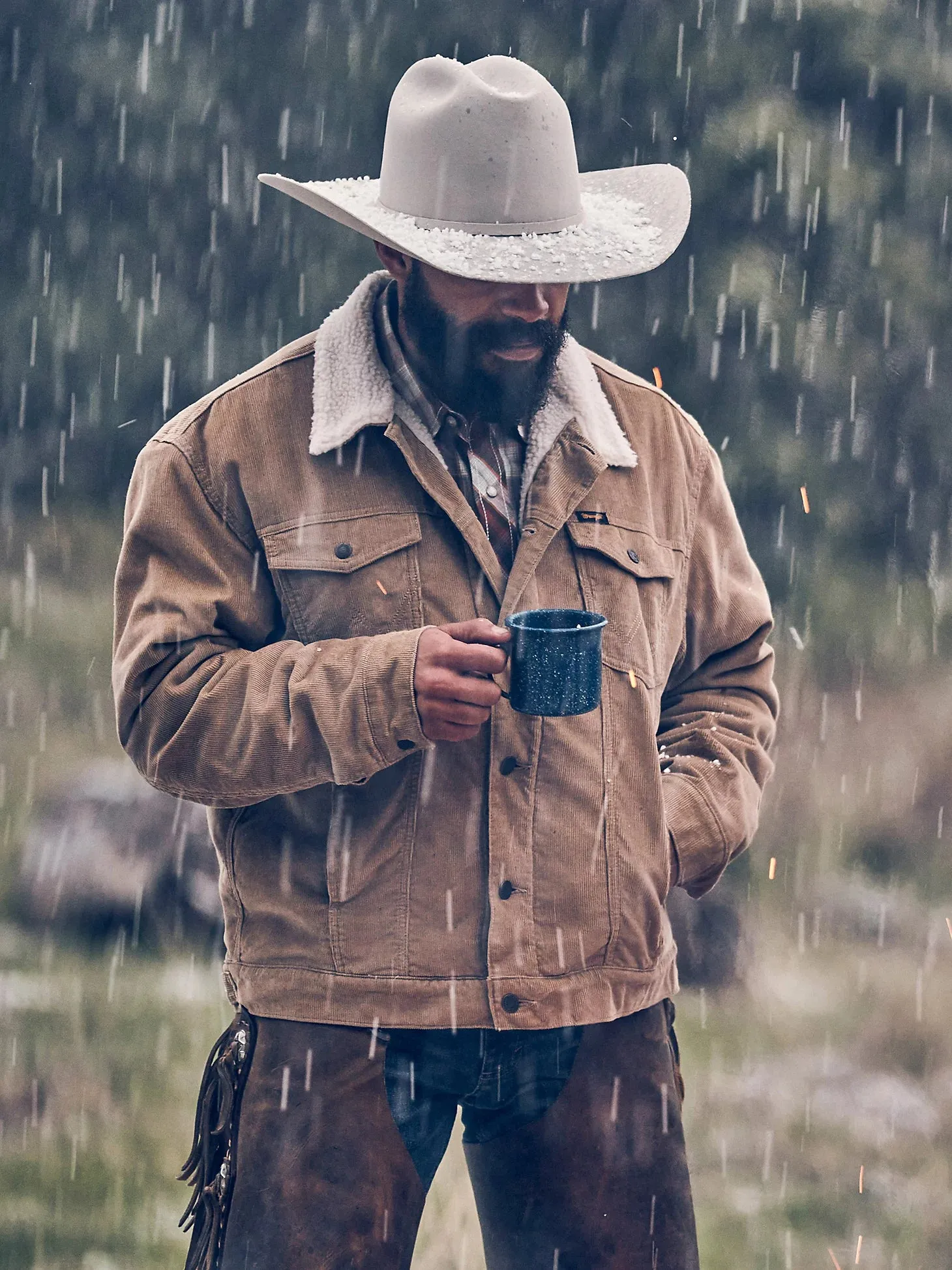 Men's Wrangler® Cowboy Cut® Sherpa Lined Corduroy Jacket in Wheat - 112352872