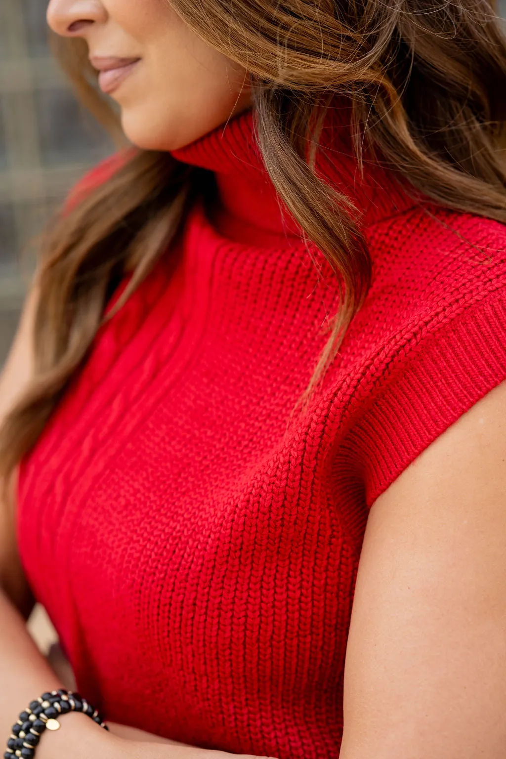 Mixed Knits Sleeveless Turtleneck Sweater