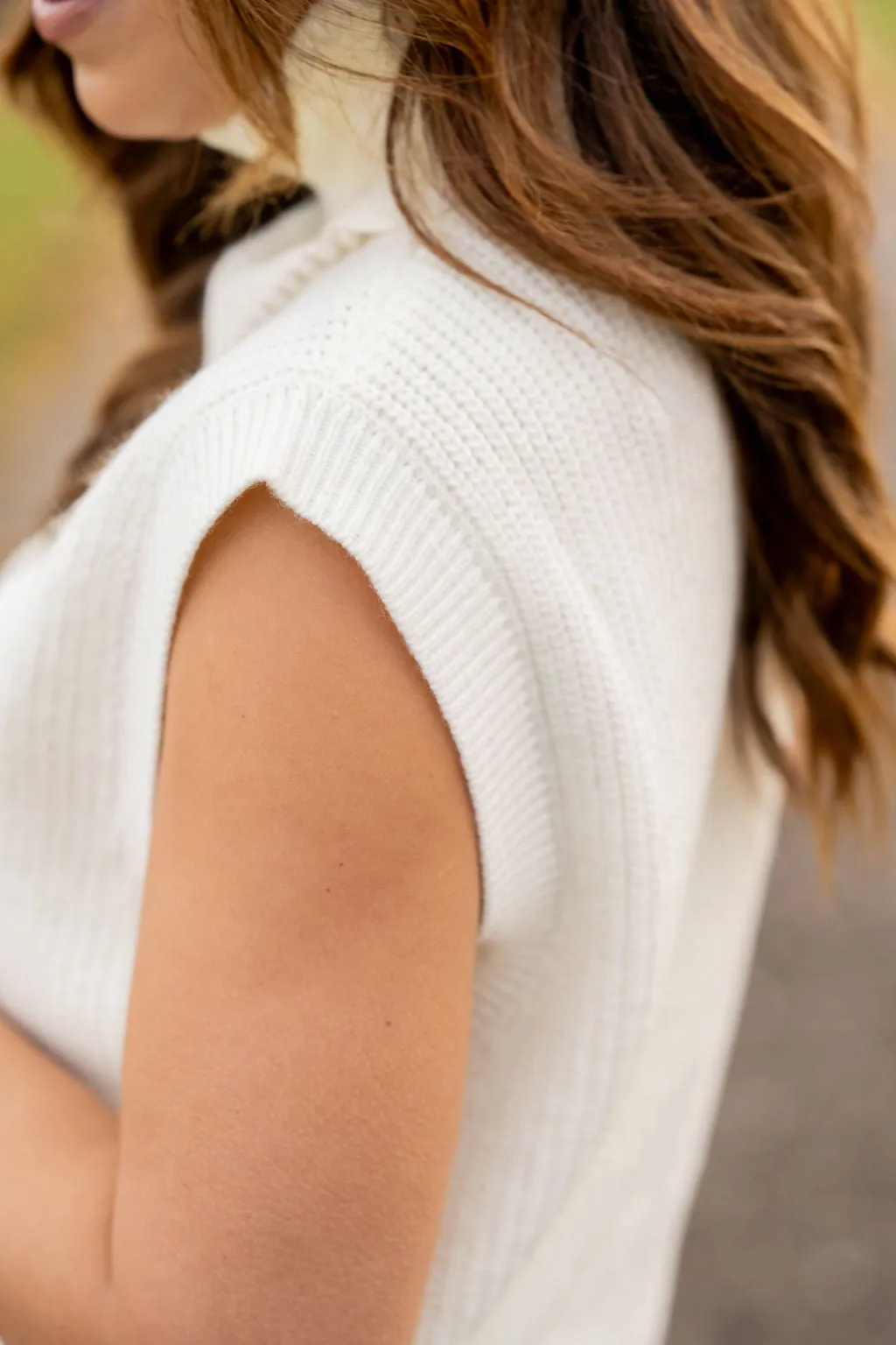 Mixed Knits Sleeveless Turtleneck Sweater