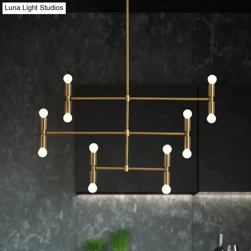 Modern LED Island Light: Multi-Layer Gold/Black Hanging Pendant with Rotatable Arms - Ideal for Living Room