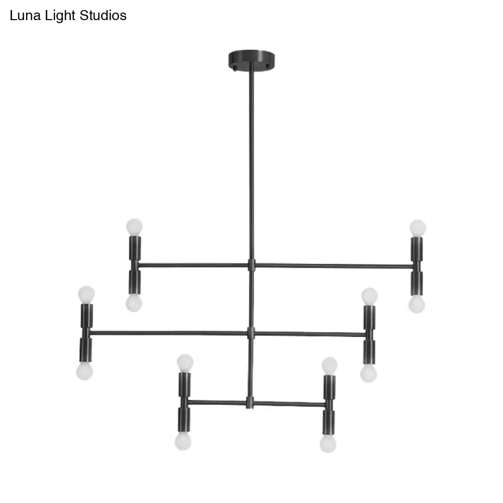 Modern LED Island Light: Multi-Layer Gold/Black Hanging Pendant with Rotatable Arms - Ideal for Living Room