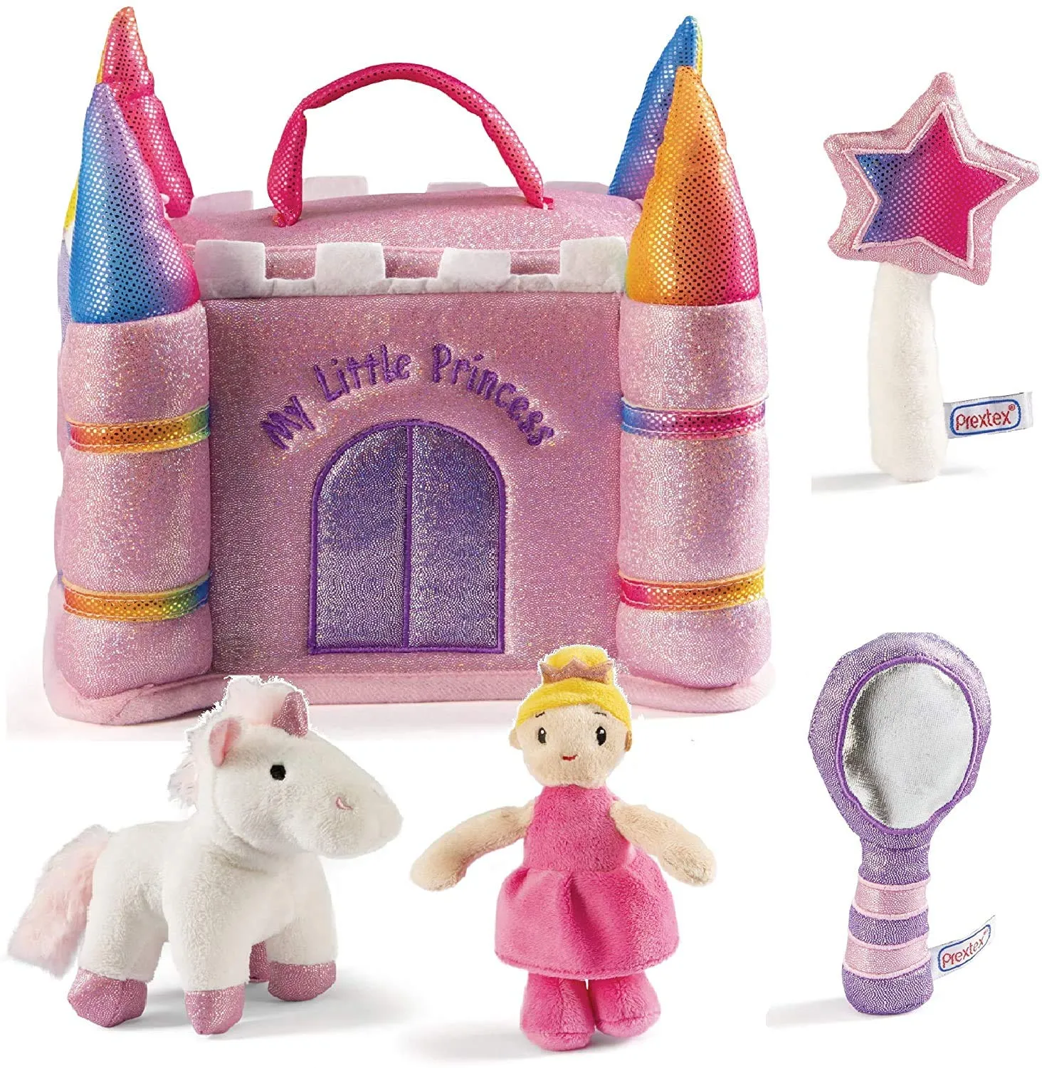 My Princess Castle Playset Toy  Plush Unicorn, Magic Wand, Mirror, And Princess